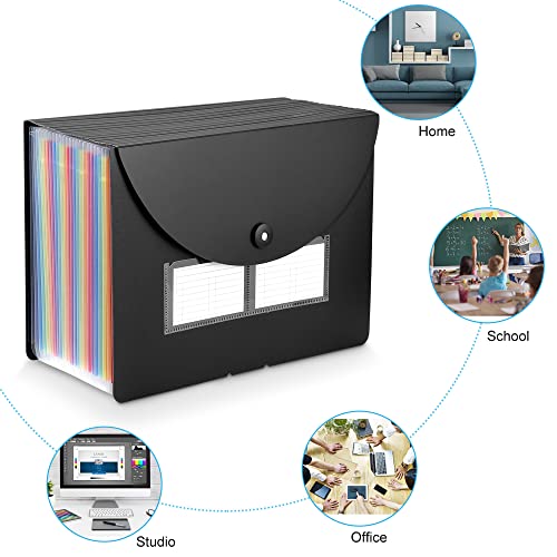 2 Pack Expanding File Folder, 24 Pocket Accordian File Organizer A4 Letter Size Portable Document Organizer With Colored Tabs, Expandable Desktop Accordion Folder #TOP3