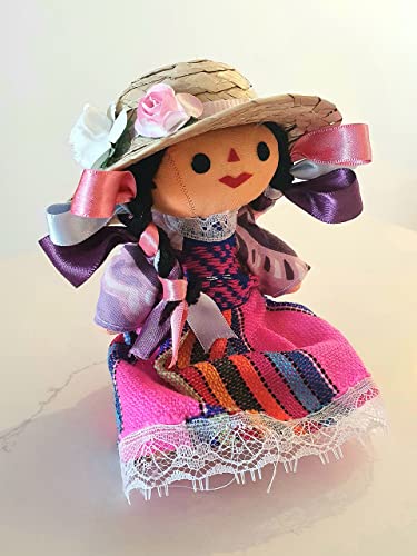 Muñeca de trapo tradicional mexicana de 7 pulgadas miniatura 5
