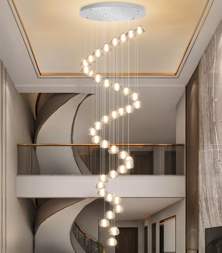 Image of 236'' Long Large Crystal Chandeliers LED Chandeliers for High Ceiling Handing Light Fixture for Entrance Hallway Foyer Staircase Lobby Silver