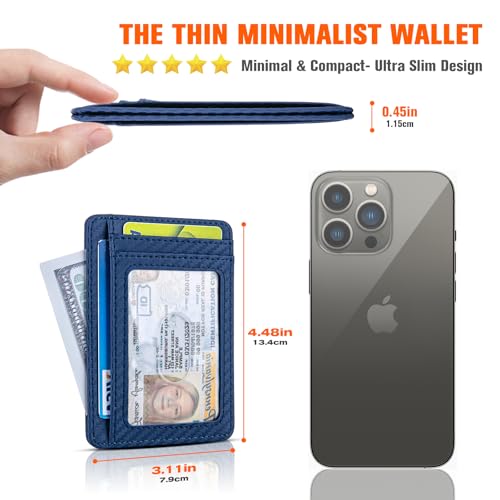Image of GH GOLD HORSE Slim RFID Blocking Card Holder Minimalist Leather Front Pocket Wallet for Women | Slim