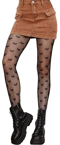 Soeoxoy Heart Tights Sexy High Waist Fishnet Stockings for Women Stretchy & Durable Heart Fishnets Plus Size Available