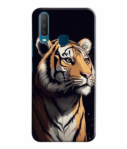 Image of Tiger Faces Animal Printed Hard Back Case Cover & Compatible for Vivo Y12 / Vivo Y15 / Vivo Y17 / Vivo U10 (Multicolor) - D1807
