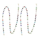 ANDRESLAD Lot de 2 Chaînes de Lunettes Colorées en Perles Cristallines Fermoir Mousqueto...