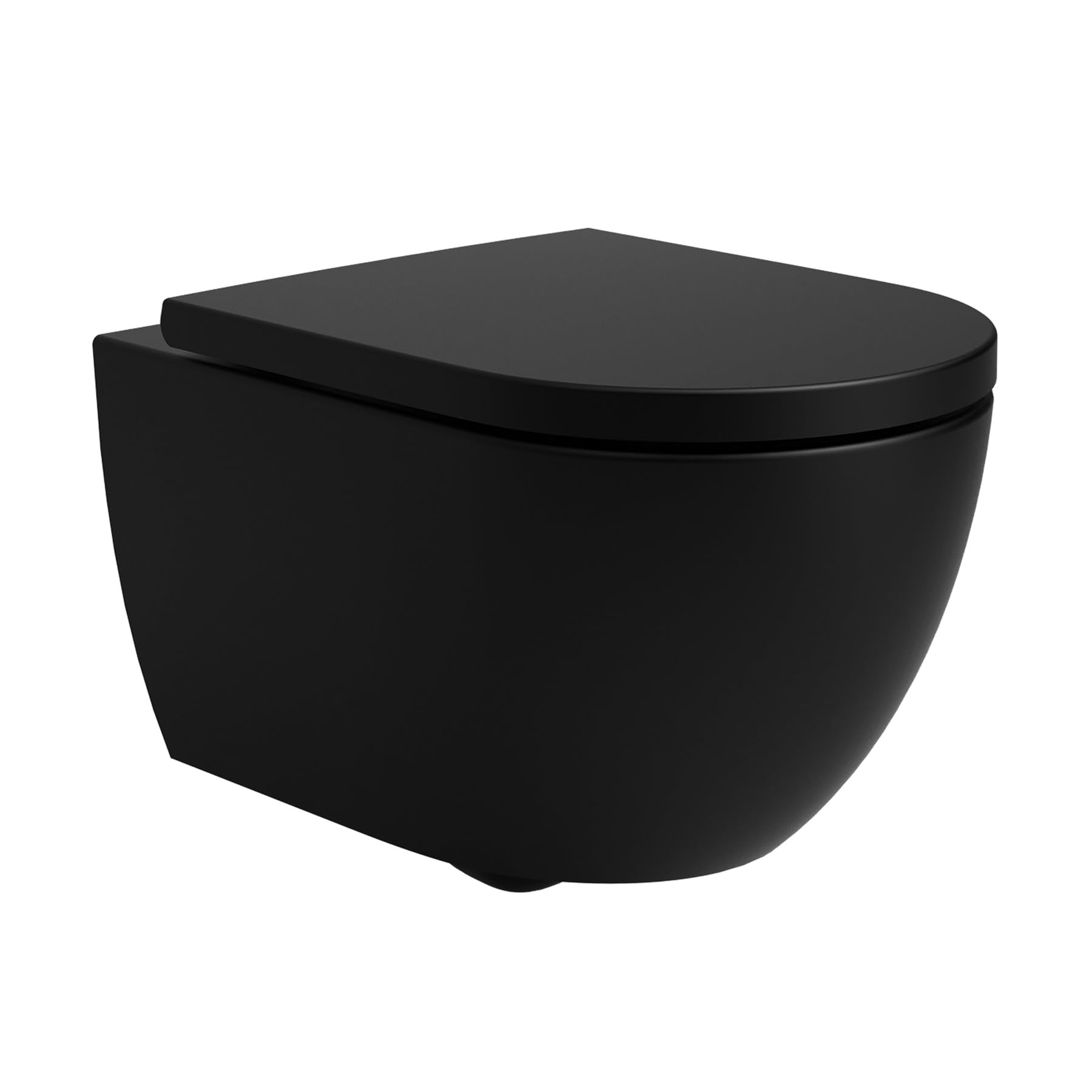 Soho Whirlflush Hänge-WC in Schwarz Matt | Toilette für Gäste-WC | Tornado-Spültechnik & Nano-Beschichtung für Top-Hygiene | Spülrandlos, Geräuscharm | Mit SoftClose-Sitz aus Duroplast