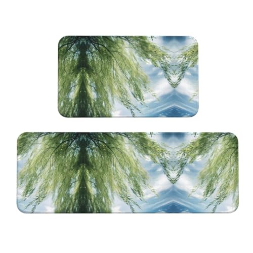 Set di 2 tappeti da cucina in ovatta di salice, antiscivolo, imbottiti, impermeabili, comodi, per lavanderia, lavanderia