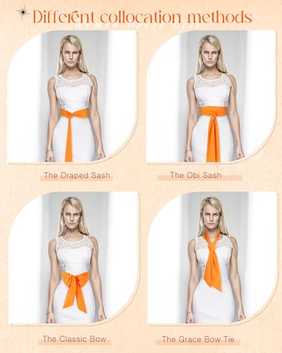 Image of Glitopper Women Chiffon Sash Belt Dress Sash Waist Bridal Wedding Belt 50s Accessories 3'' Wide