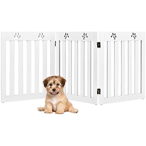 RELAX4LIFE Barrera de Seguridad Plegable de 3/4 Piezas para Niños, Perros y Animales, Valla de Seguridad giratoria 360°, Rejilla para Escaleras, Balcón, Chimenea o Puerta, Blanco (3 Piezas)