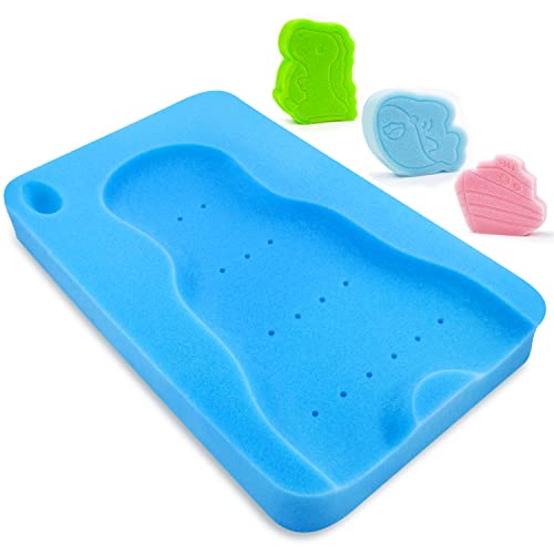 Image of Baby Bath Sponge Soft Infant Bath Mat Newborn Cushion Odor Free (Blue)