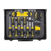 STANLEY 142-teiliges Werkzeug-Set, inkl. Wasserpumpenzange, Seitenschneider, Messer, Schraubenschlüssel, Wasserwaage, Bügelsäge, Stabtaschenlampe, uvm., im Wartungskoffer aus Aluminium, STMT98109-1 – Ansicht 6