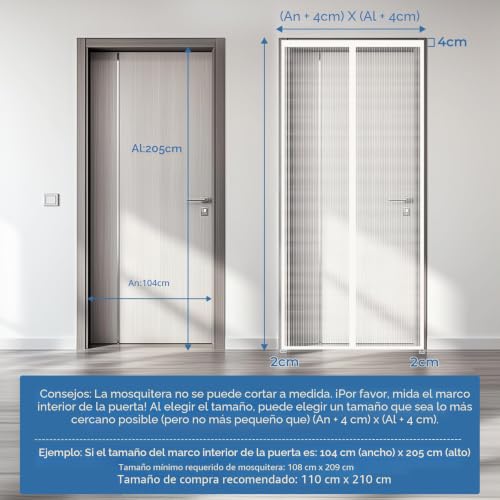 Miniatura 3 de Mosquitera Magnética para Puerta, 75x205cm, Cortina de Malla Blanca con Imanes Potentes, Fácil de Instalar en la Puerta del Balcón Exterior, Disfruta el Verano