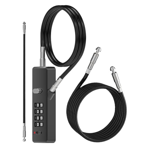 Cable de bloqueo de alambre, cerraduras de seguridad, accesorios de conducción, cadena de combinación de 4 dígitos para casco, gabinete, maleta, valla, equipaje, viajes