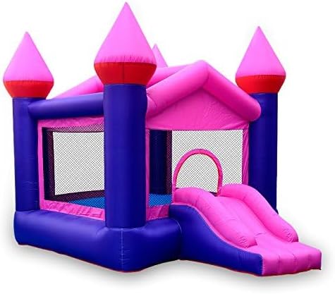 Inflatable Pink Bounce Castle House Kids Party Bouncy House with Commercial Grade Air Blower Included