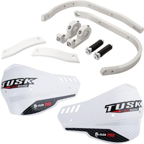 TUSK D-Flex Pro Adventure Handguards Silver Bar/White Plastics 7/8" Bars for Honda CRF300LS 2023-2024