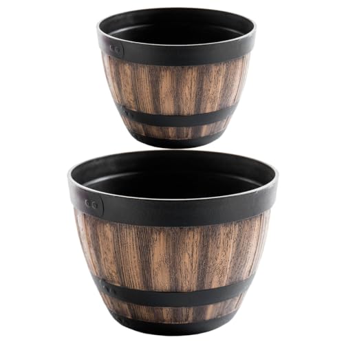 Pots de fleurs en résine forme tonneau pour balcon et jardin moderne - 2
