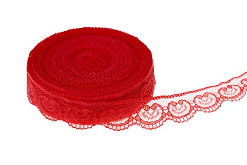 ATRibbons 25 Yards Heart-Shaped Patterns Lace Trim Roll Lace Ribbon for Sewing Making,Gift