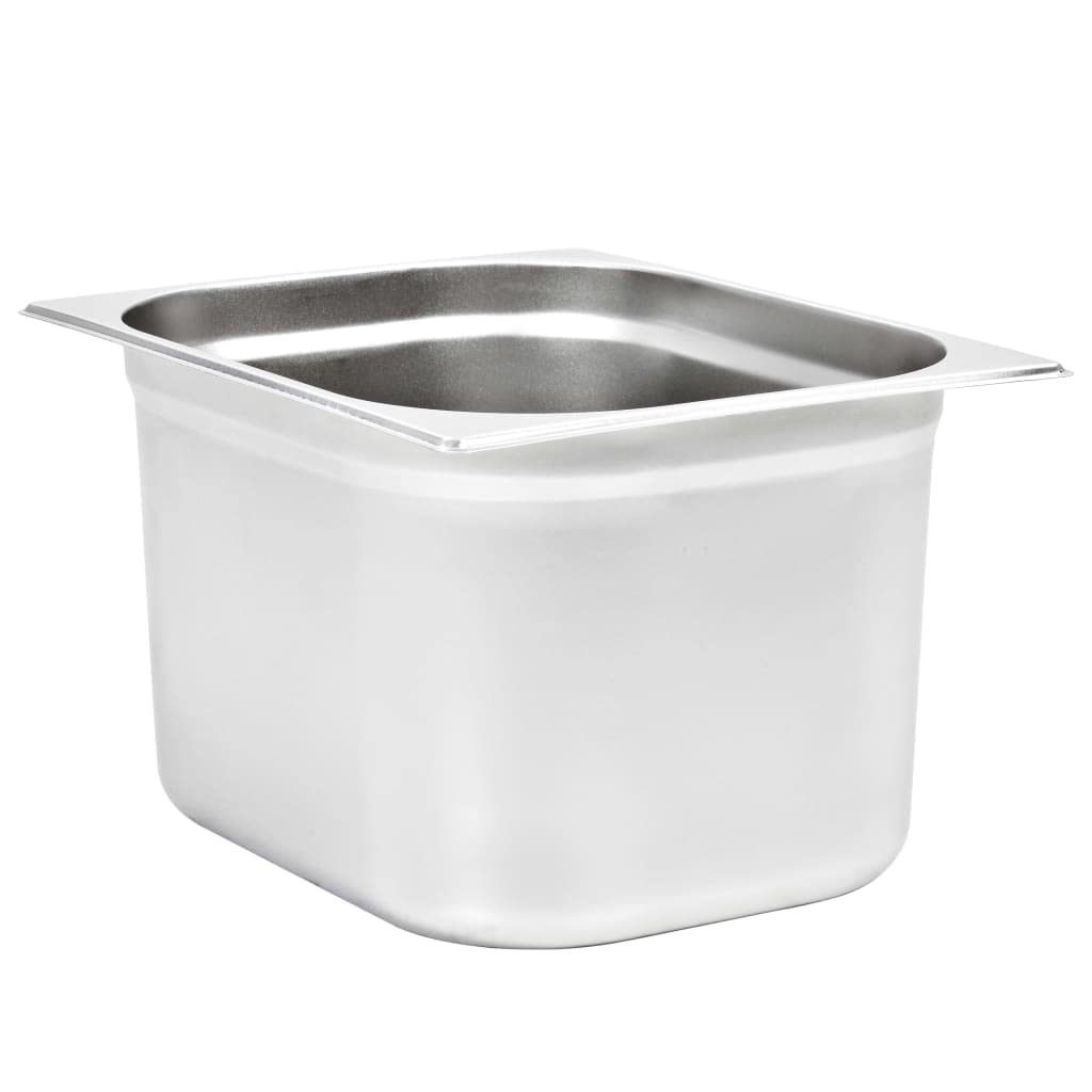 GN 1/2 - Recipiente para gastronomía (acero inoxidable, 325 x 265 x 200 mm, 12,5 L, 2 unidades, apilables, para catering, buffet, mostrador de calor, chafingdish y bain-marie)