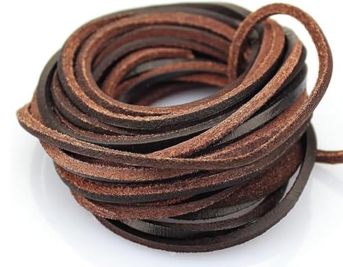 Flat Genuine Leather Cord for Jewelry Making, Craft Projects - Genuine Leather String for Bracelets, Necklaces, Braiding - DIY Supplies for Handmade Accessories (5 Yards)