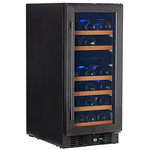 Smith & Hanks 32 Bottle Black Stainless Under Counter Wine Cooler, Dual Zone #TOP2