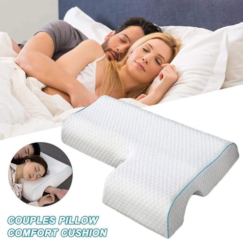 Almohada de espuma viscoelástica para parejas, diseño ergonómico con agujero para el brazo para soporte de cuello y hombro, ideal para personas que duermen de lado