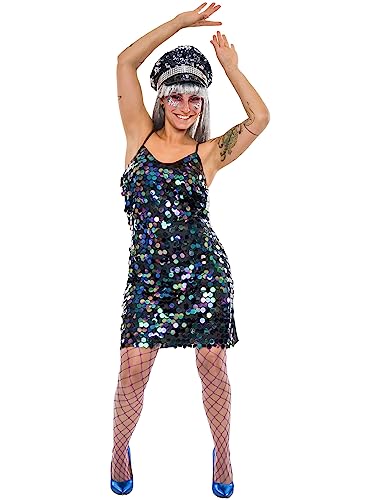 Deiters Trägerkleid Pailletten Damen schwarz S