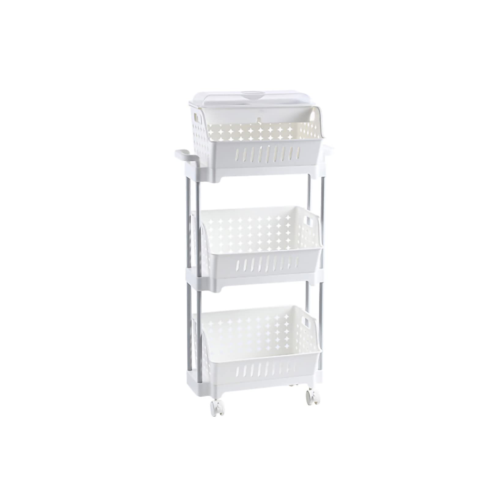 Tour de rangement plastique bureau design épuré avec couvercle