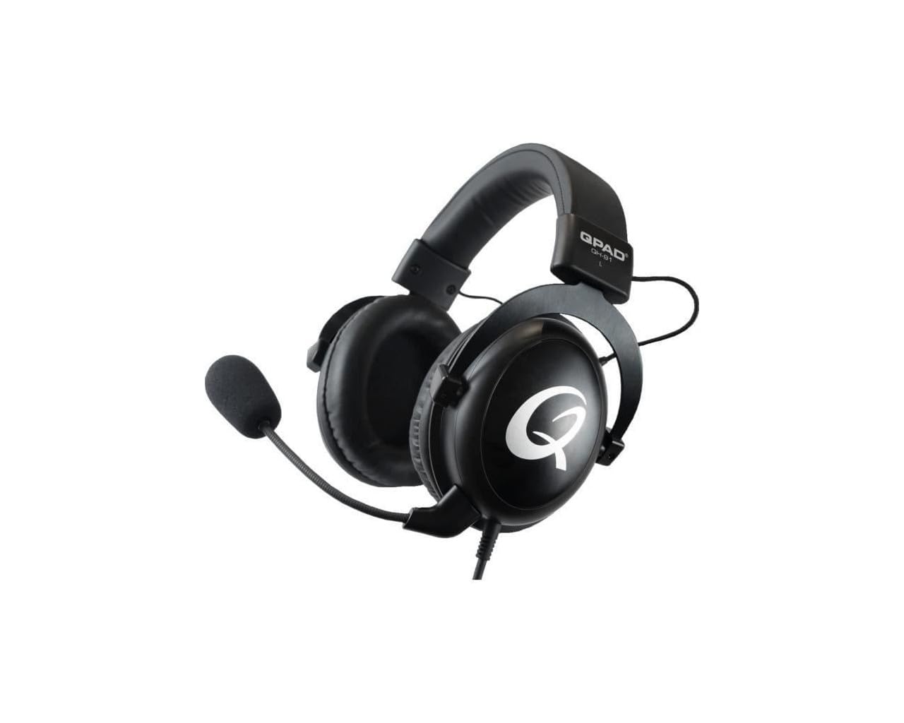 QPAD QH-91 Pro Gaming Premium Headset, Auriculares para Jugadores de PC con Sonido estéreo de 53 mm, Negro