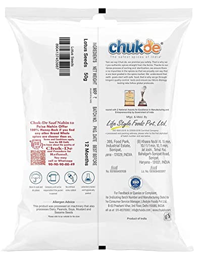 Image of Chukde - Phool Makhana 100 Gram With Panjabi Tadka Seasoning - Fox Nuts - Lotus Seeds - Low Calorie, Rich in Protein & Antioxidants - Heart Healthy Snack - Ideal for Sabzi, Kheer, Pilaf, and Curries.