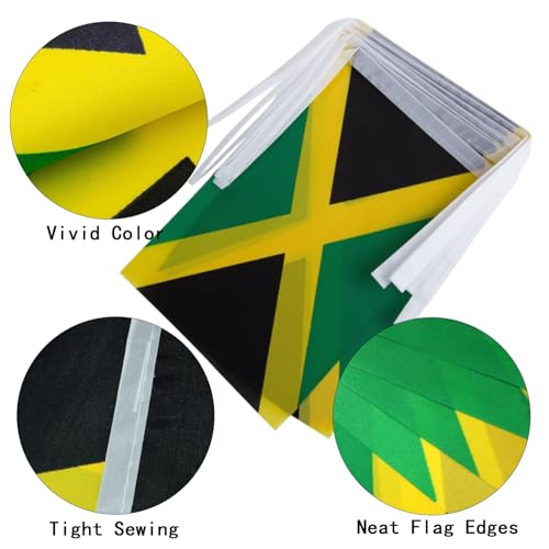 Image of Jamaica Flags Jamaican String Flag Banners for Patriotic Events Independence Day Sports Bars Inside Outside Decorations 33 Feet 30 Flags