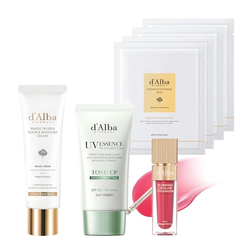 [d'Alba����] 4��Z�b�g/�X�L���P�A�����C�N�����Z�b�g ���C�X�`���[�N���[�� + ���t�e���V�����}�X�N + �g�[���A�b�vUV + ���b�v(�y�^�����[�Y) �ێ� �i�C�g�N���[�� �Z���� �e�� �������� �V�[�g�}�X�N ���Ă��~�� SPF50+ ���ω��n
