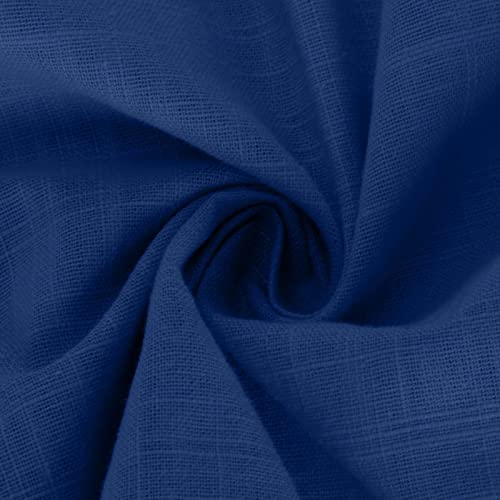 Womens Linen Tops 2023 Suumer Cotton Button Down Long Sleeve Blouse Casual V-Neck Roll Up Gauze Shirts Loose Fit Solid Color Trendy Comfy Lightweight Plus Size Ruffle Hem Tee（C-Dark Blue,5Xl #TOP3
