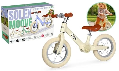MGM JOUET - Solex Balance Bike - 119350 - Freewheels - Beige - 30 kg Max - Metal - 12 Inches - Children's Bike Without Pedals - Gift - Birthday - Balance - From 2 to 6 Years