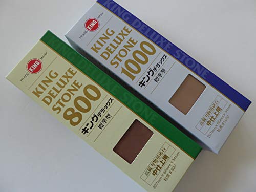 Set of 2 800 GRT/1000 GRT King Deluxe Whetstone Sharpening Waterstone Sharpener Made in Japan