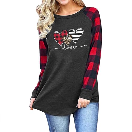 Sweat-shirt femme manches longues col rond vêtement hiver chaud imprimé carreaux de Noël