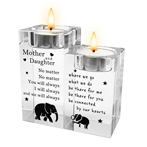 Kerzenhalter für Mutter und Tochter, Glas-Kerzenhalter, Geschenk für Mutter und Tochter, Geschenk für die Tochter Cover