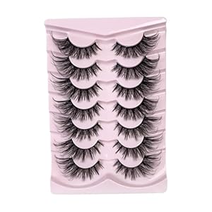 Laizego Fox Eye Lashes Natural Look Wispy Fluffy Faux Mink Lashes Soft Faux Dramatic Clear Band Eyelashes Pack 7 Pairs (XF10)
