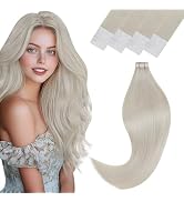 Vivien Tape in Hair Extensions Human Hair Blonde 14 Inch Tape in Hair Extensions Real Human Hair ...
