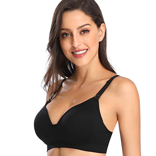 Cooshco Women's Sleeping Nursing Maternity Bra Push Up Wirefree Breastfeeding Bra 3 Ro 4Pack Black Rosered Green Grey S #TOP2