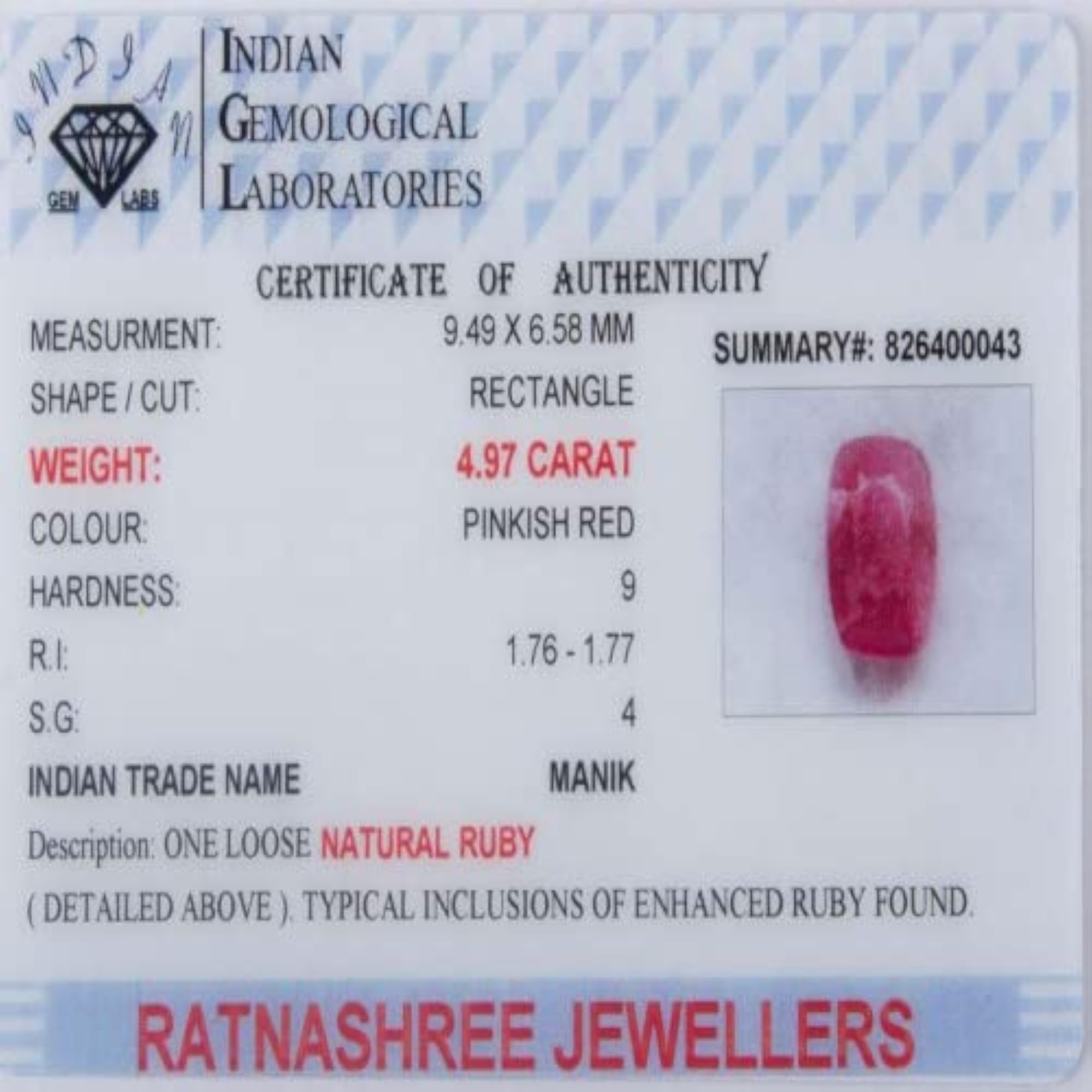 Ruby Healing Crystal, Natural Gemstone
