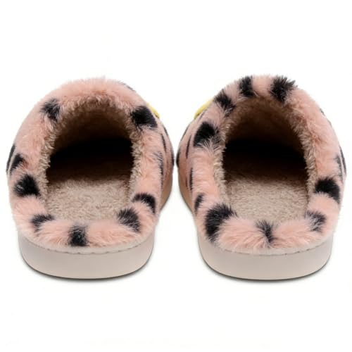 Image of Women's Men's Preppy Happy Face Slippers Comfy Warm Plush Slip-On House Slipper for Winter Indoor Soft Cushion Non-slip Fluffy Slides Slippers