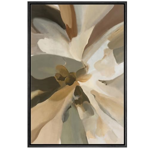 MUDECOR Framed Canvas Print Wall Art Abstract Floral Brushstroke in