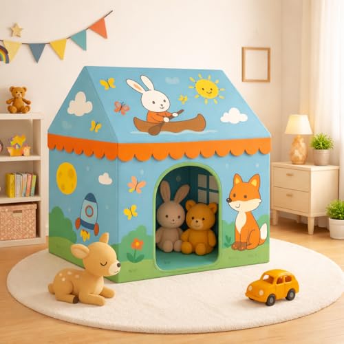Image of XEMOX, Light Weight Kids Play Tent House - Fun, Foldable, and Durable for Indoor & Outdoor Toys for 3 to 10 Year Old Kids (SkyBlue)