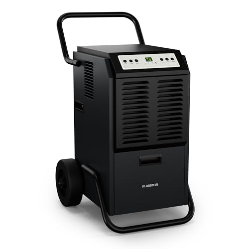 Klarstein DuraDry 50L Deshumidificador - Alta Eficacia, 50L/día, Silencioso ≤52dB, Descongelación Automática, Filtro Lavable, Bajo Consumo, Portátil con Ruedas, para Sótanos, Almacenes, 50-80m²