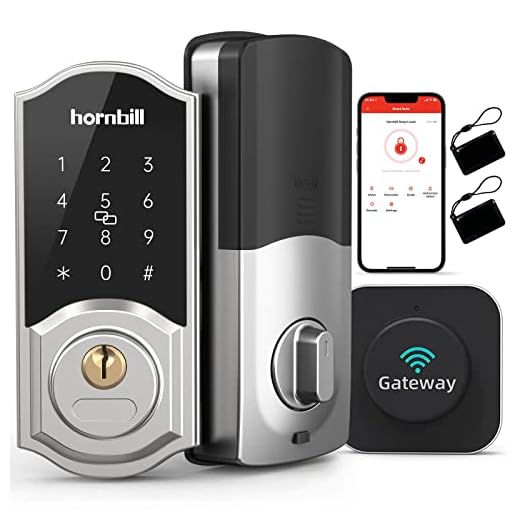 WiFi Smart Locks Deadbolt with Keypad, Hornbill Keyless Entry Digital Front Door Lock with Gateway Hub, Bluetooth Electronic Touchscreen Auto Code Lock Work with Alexa,Free App Control for Home Office
