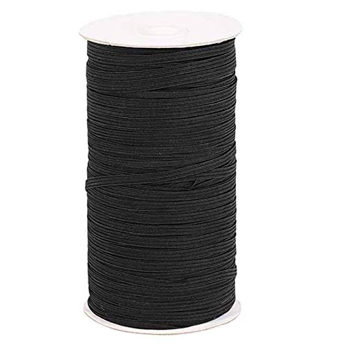Black 1/4" Width 80 Yards Length Elastic Bands for Sewing Braided Elastic Cord/Elastic Band/Elastic Rope/Flat Elastic/Bungee/Black Heavy Stretch Knit Elastic Spool