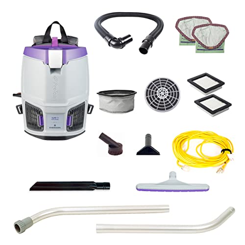 Image of ProTeam GoFit 3 Commercial Backpack Vacuum with Xover Multi-Surface Two-Piece Wand Took Kit, 3 qt, Corded