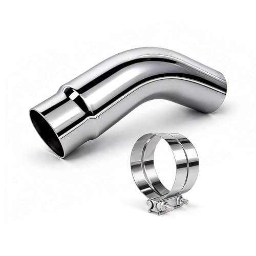 Exhaust Tip Universal 5 to 6 Inch Exhaust Elbow Pipe with Clamp – Chrome Fits Car, Truck & Diesel, Pickup Truck