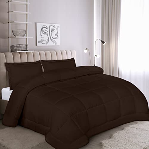Utopia Bedding Queen Comforter Set With 2 Pillow Shams - Bedding Comforter Sets - Down Alternative Chocolate/Brown Comforter - Soft And Comfortable - Machine Washable #TOP4