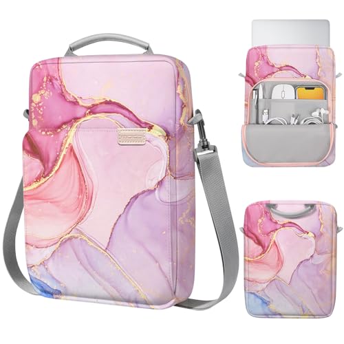 Image of MoKo 13.3-14 Inch Laptop Sleeve Bag Fits Mac Neo 13-inch A18 Pro, Mac Pro 13.3 inch M2 2022 /M5 /M5 Pro /M5 Max 14.2 inch 2026, Mac Air 13.6 inch M5 2026, Handle Carrying Case with Shoulder Strap, Cloudy Pink