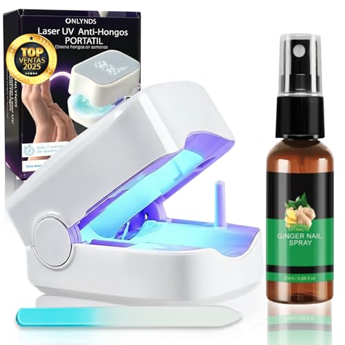 ONLYNDS® Dispositivo PREMIUM Limpieza Laser para ELIMINAR Hongos Uñas Pies + ACEITE Esencial + Lima | Dispositivo CERTIFICADO Láser Hongos Uñas 460nm Luz Azul | Altamente Efectiva para Hongos