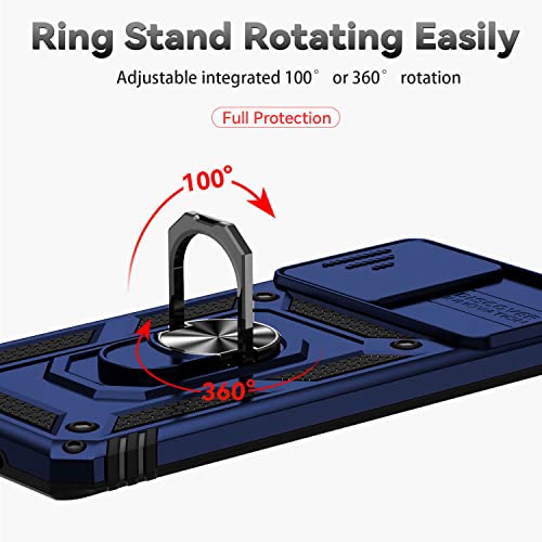 for Samsung Galaxy S20 Case,Galaxy S20 Case with Slide Camera Cover HD Screen Protector,[Camera Protection] [Magnetic Rotate Kickstand] Military Grade Shockproof Heavy Duty Protective Cover (Blue) - Thumbnail 5